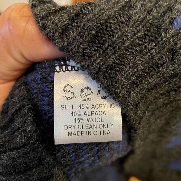 Sea New York Sweater Womens L Gray Blue Cheetah Print Peplum Hem Balloon Sleeve - Picture 4 of 5